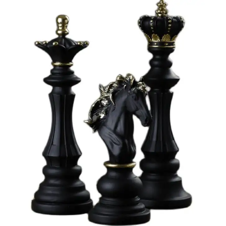 Custom Resin Crafts Home Decoration Chess International Three Pack King Queen Knight Statue Sculpture