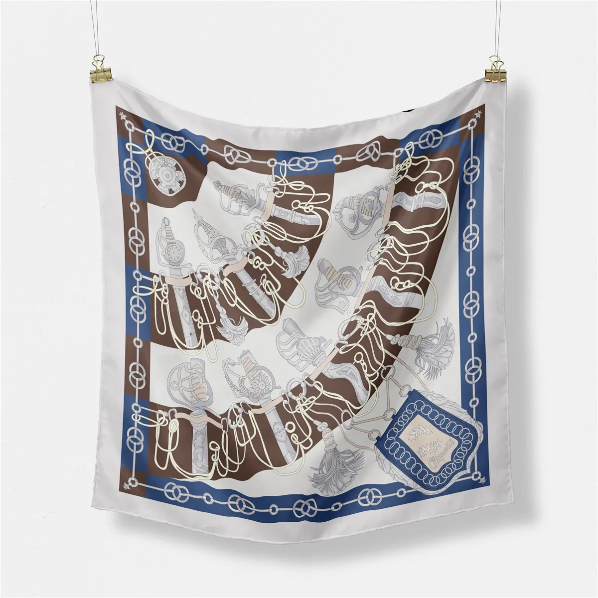 Квадратный шарф из полиэстера с принтом на заказ, роскошная шелковая бандана для волос с цветочным принтом, 153