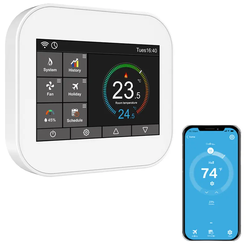 Room thermostat wifi touch screen color screen central air conditioning round thermostat