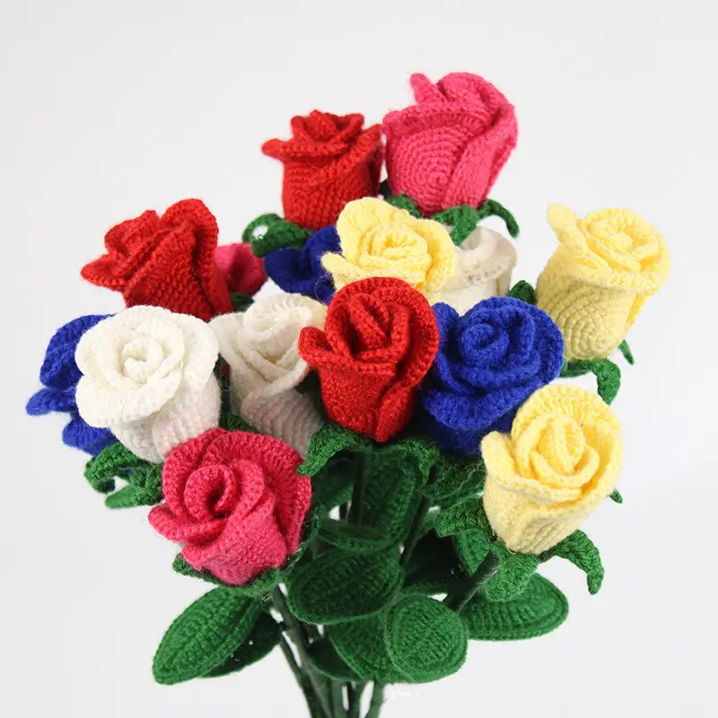 Искусственный цветок ручной работы, букет роз, подарок на день Святого Валентина, свадебное украшение, романтическая роза, готовая продукция