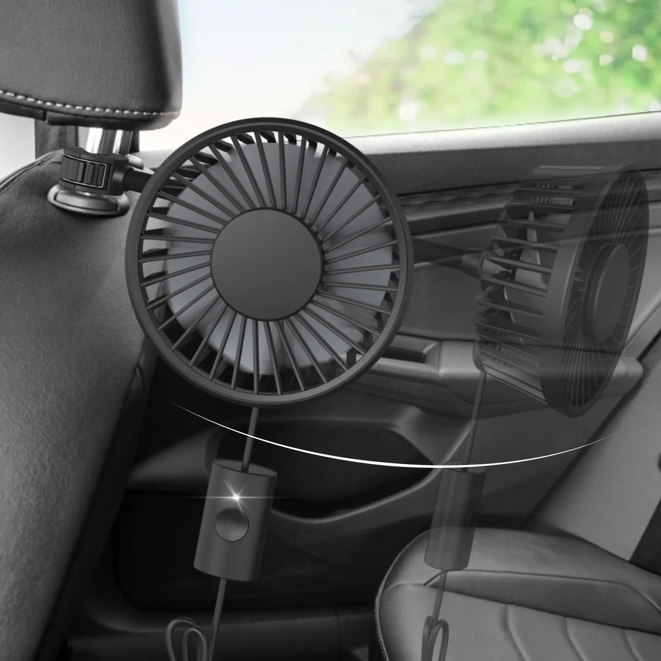 3-Speed Adjustable Mini Fan USB Car Cooling Fan For Car Interior