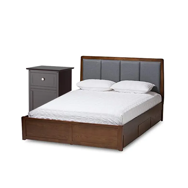 Adult bedroom hotel queen size bed for springs mattress with solid wood frame