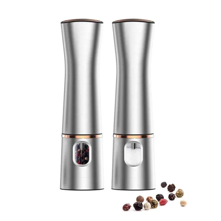 2021 New Design Electric Battery Operated Ceramic Salt and Pepper Grinder Stainless Steel Electric Mills