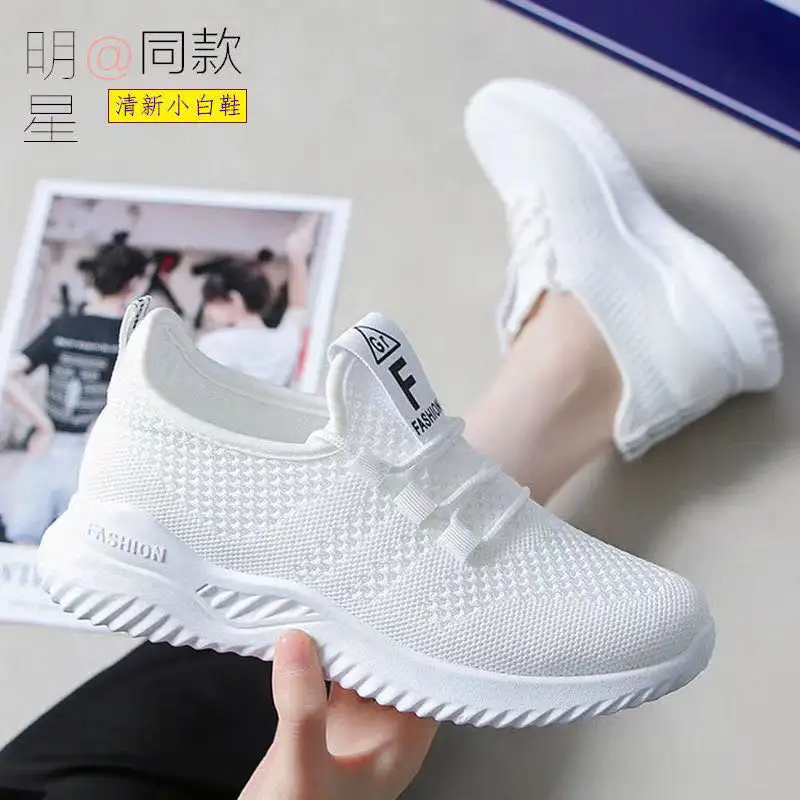 cheap fashion breathable  Woman sock shoes walking sports shoes ladies wedge sneakers