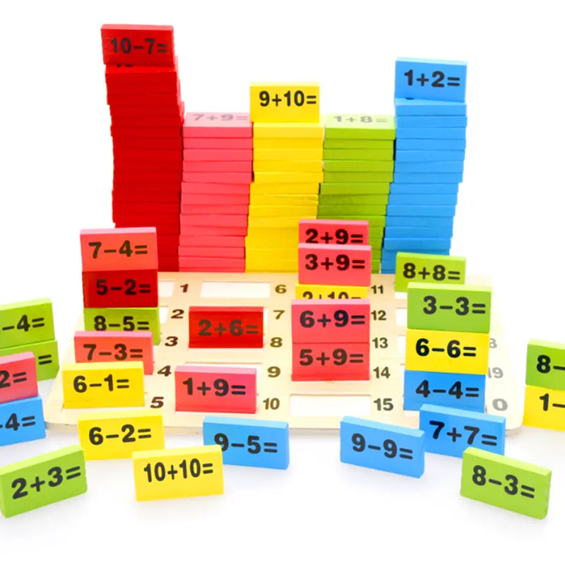 Wooden Montessori math learning toy color Blocks Intelligence development gift wooden domino blocks