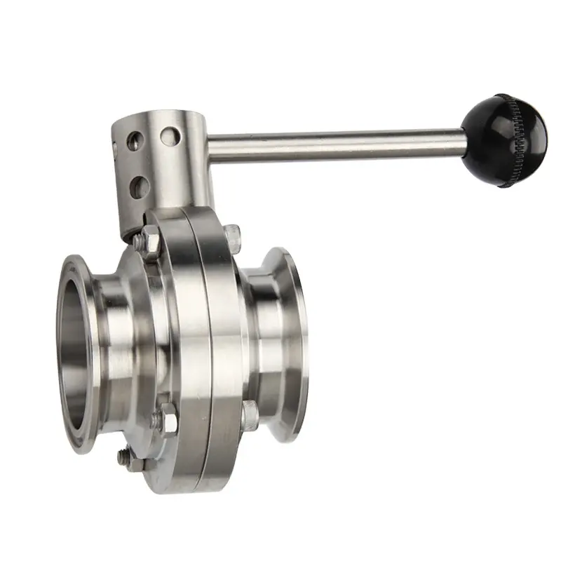 Sanitary Stainless Steel SS304 DN50 Food Grade Tri Clamp Butterfly Valve Pulling Handle