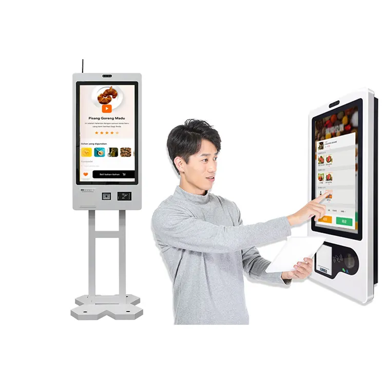 Crtly restaurant ticket payment kiosk with printer scanner self service  checkout machine kiosk mcdonalds food ordering kiosk