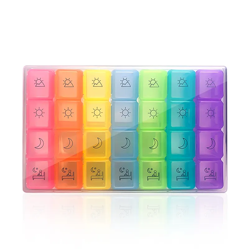 Manufacturers Selling Cute Rainbow Color Pill Box Medicine Storage Container Plastic Pill Storage Cases