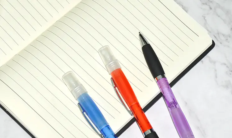 Multi Function Spray Ball Point Pen With Spray Bottle Cheap Safty Plastic Ball Pen For Promotion