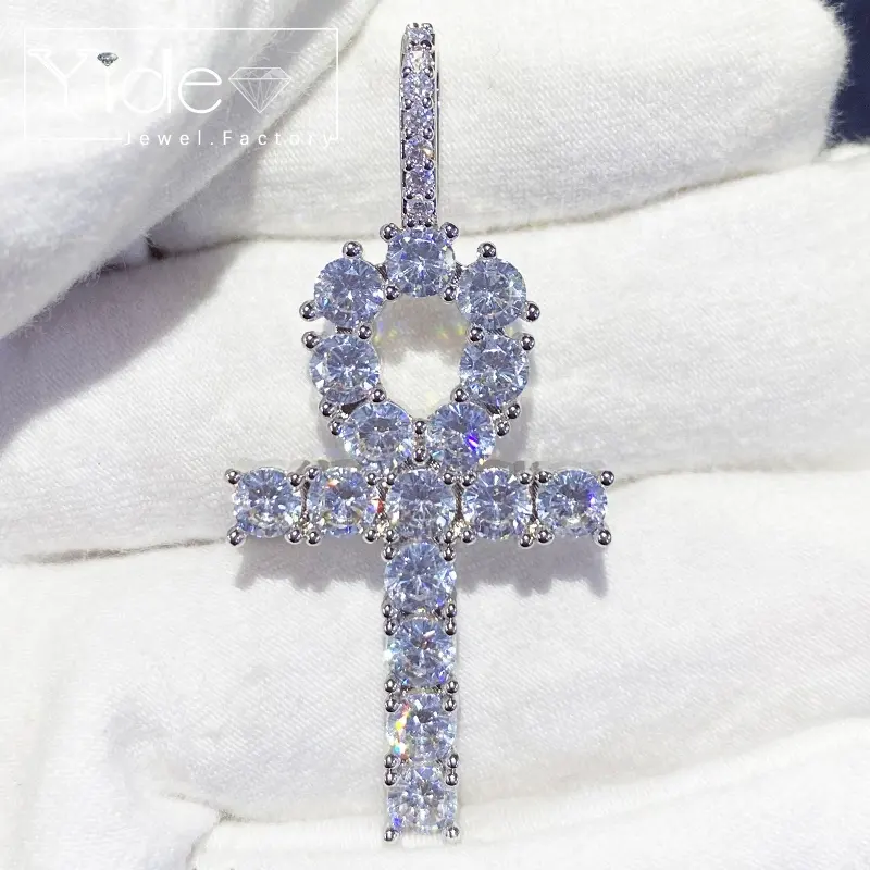 Bling льдом кубический цирконий Бриллиант Крест ожерелье с подвеской для мужчин женщин крест кулон