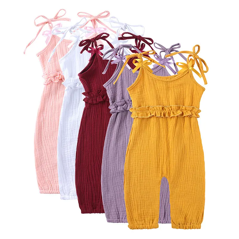 Summer Baby Girl Cotton One piece jumpsuit Toddler Kids Girl Sleeveless rompers Solid Color clothes