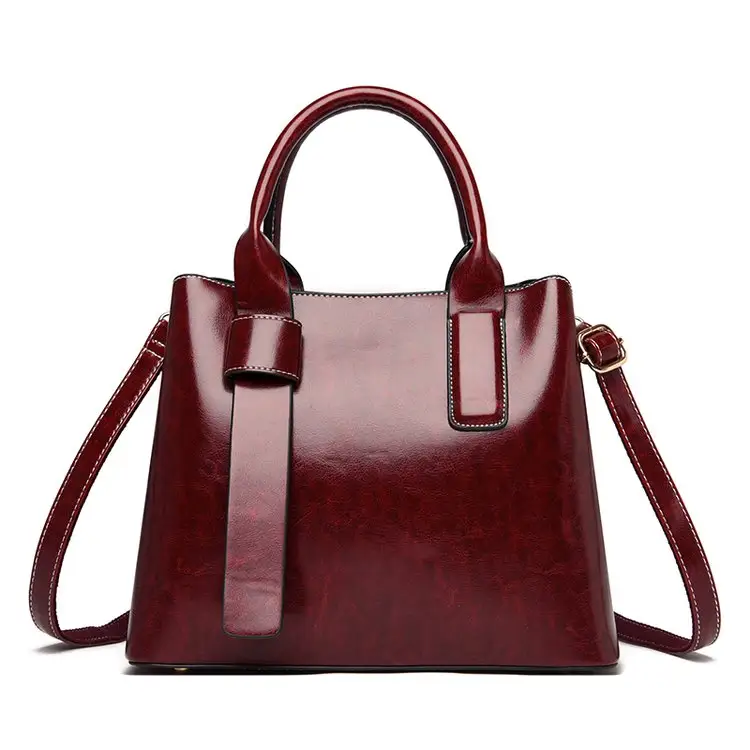 Fashion Luxury Color Contrast Simple Leather Shoulder Handbags Ladies with Custom Logo