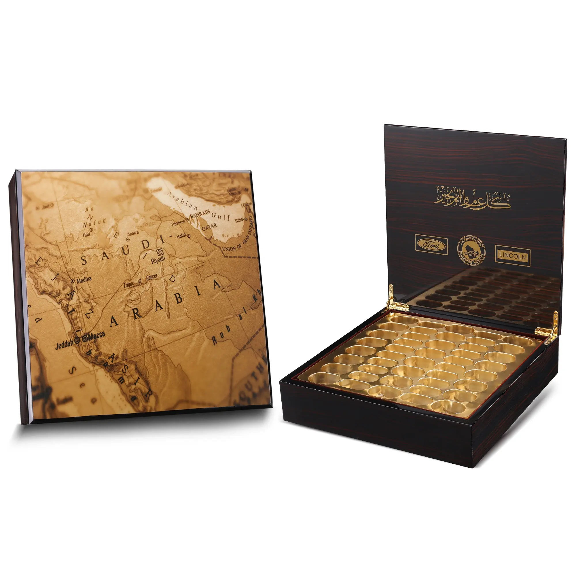 Новый дизайн, деревянная коробка на заказ, Арабская коробка для даты, роскошная Лаковая Подарочная коробка ручной работы