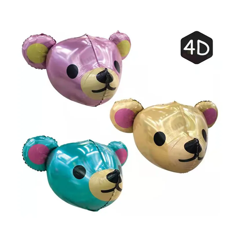 New Arrival Cartoon 4D 66*55cm Bear Head Foil Helium Balloons Globos balloon bear For Birthday Party Decoration wholesale