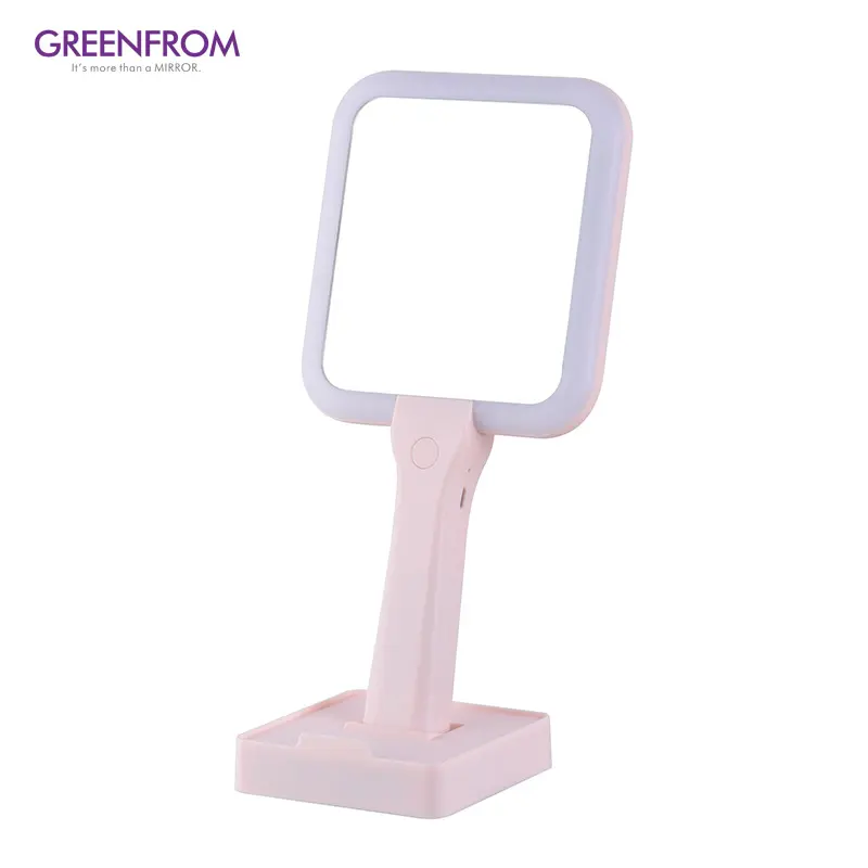 Складное ручное зеркало с переключателем, мини светодиодное зеркало, карманное дорожное ручное зеркало для макияжа с подсветкой