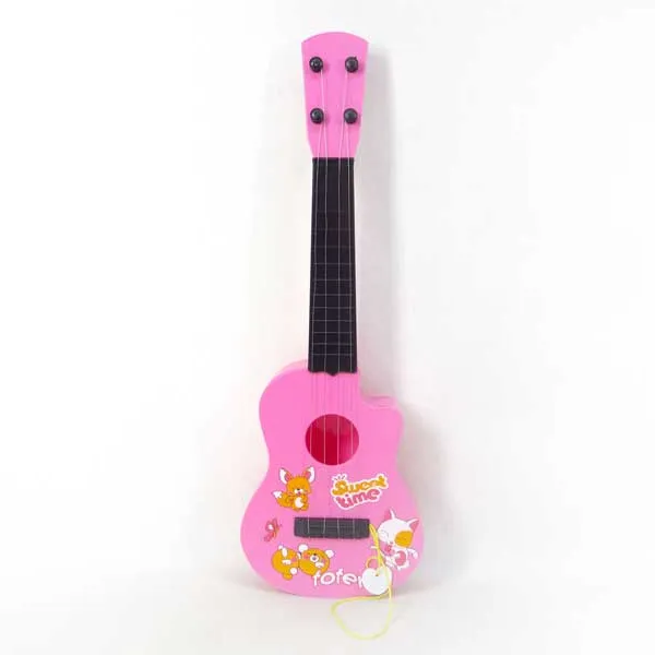 New design kids musical guitar toys EN71 pink plastic cartoon guitar toy