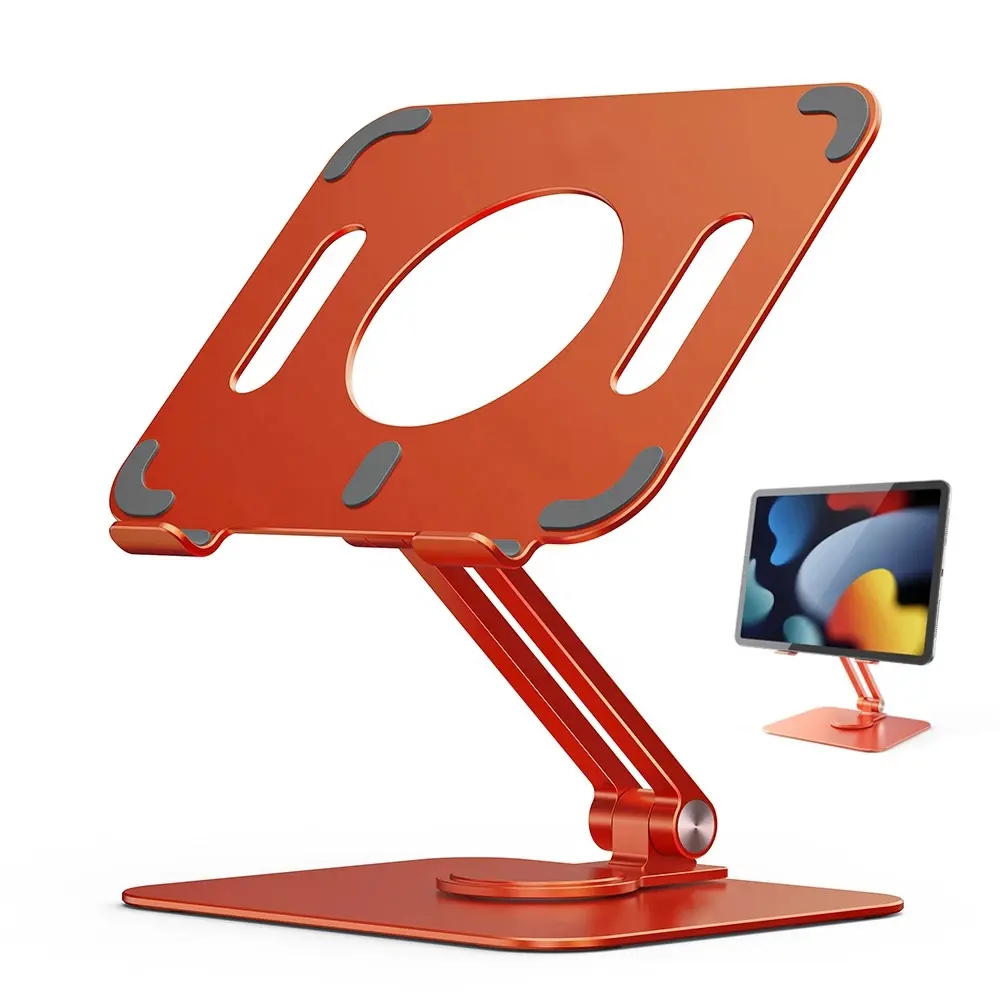 USLION Aluminium Adjustable Folding Portable Flexible 360 Rotate Desk Holder Table Tablet PC Stand Holder