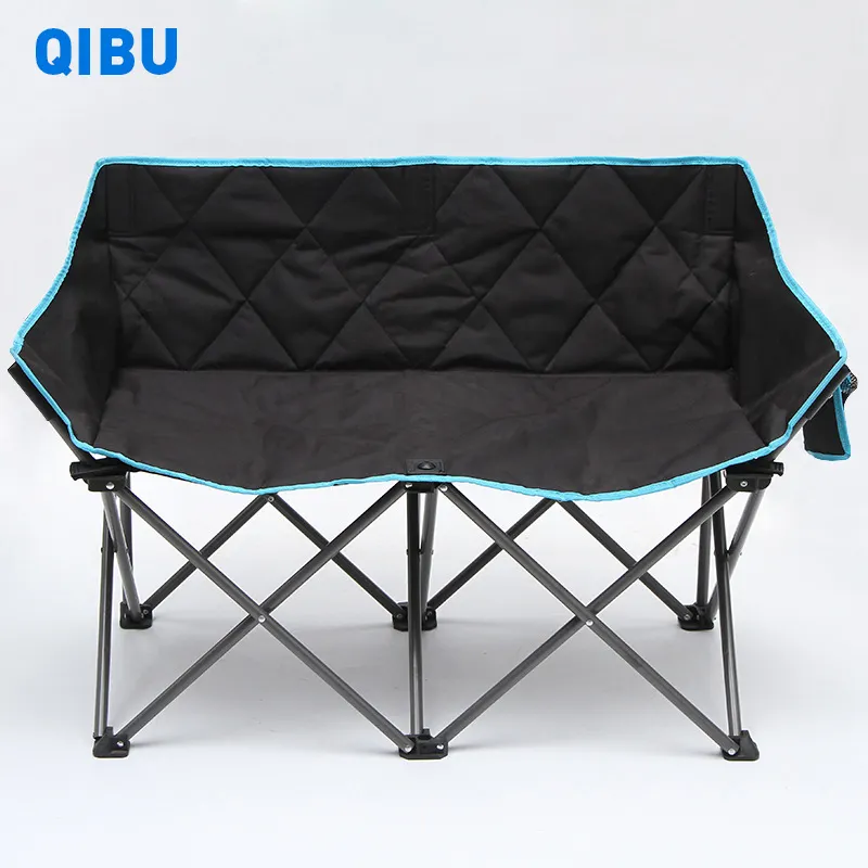 QIBU Hot Selling Portable Cozy Double Seat Folding Beach Two Person Camping Chairs