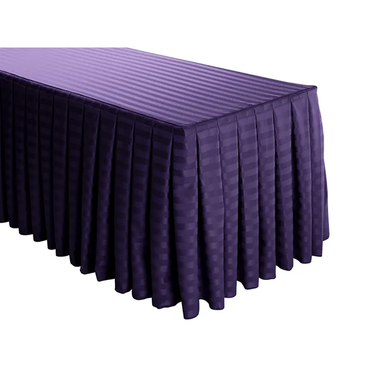 Banquet Table Decoration Jacquard Pleat Solid Color Square Table Skirt Design for Wedding Event