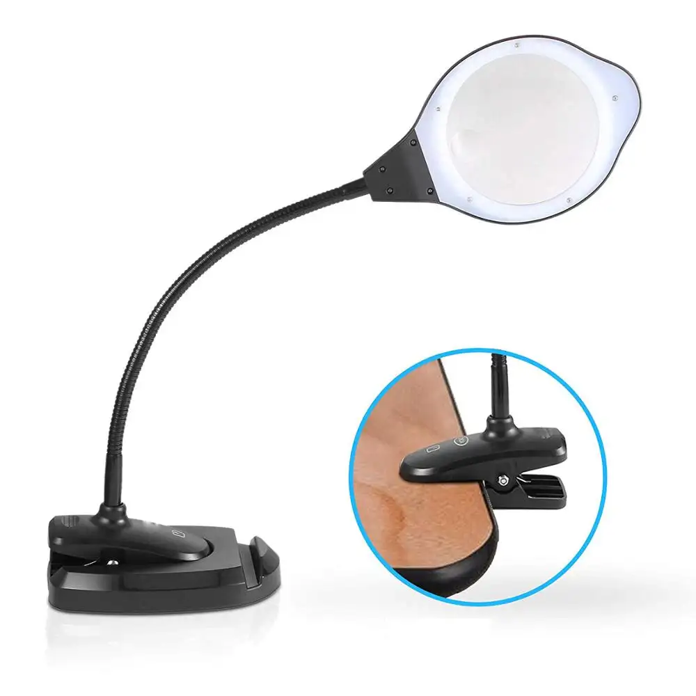 DH-88006 Large Lens Plastic Reading Magnifying Glass Lamp With Led Light