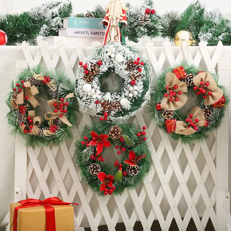 Christmas Party Decoration Supplies Christmas Wreaths Doll Door Hanging Christmas Wreaths Garland Flowers For Home Decor