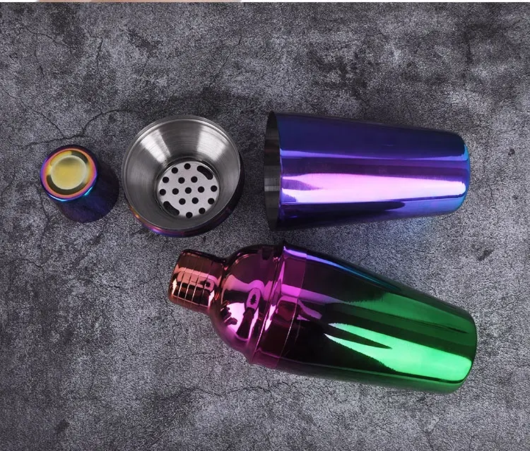 Cocktail Shakers Hot Sales Rainbow Stainless Steel Martini Cocktail Shakers