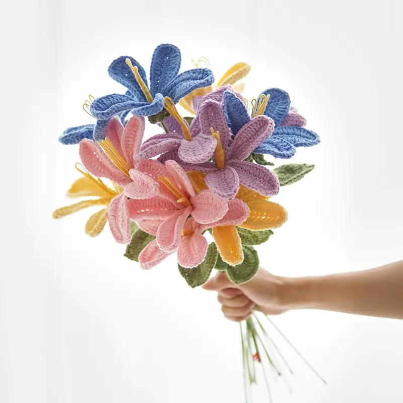 Искусственный цветок JOY tung, ручная работа, шерстяной букет из вязаных цветов, украшение для комнаты, спальни, подарки на день Святого Валентина, цветы