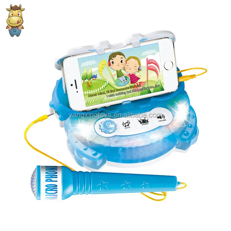 Детский караоке-аппарат с сенсорным светом, микрофон для телефона с регулируемым звуком, музыкальный игрушечный инструмент