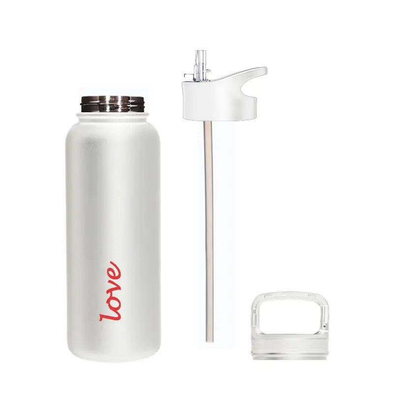 2021 new look 500ml stainless steel insulated island personalised white insulated water bottle with 2 caps