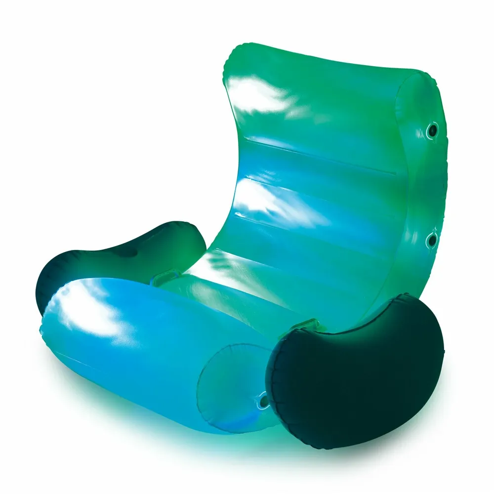 Waves Pool Lake Ocean Inflatable Rocking Chair Lounge with Aqua Glow LED