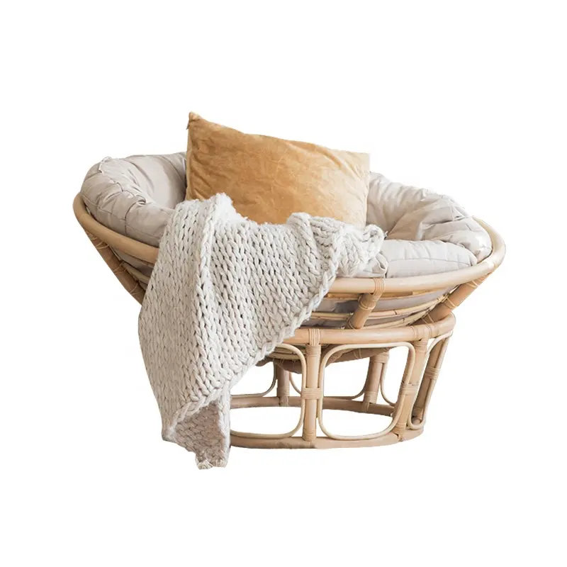 Nordic Modern Style Natural Rattan Cane Radar Papasan Mamasan Chair with cushion