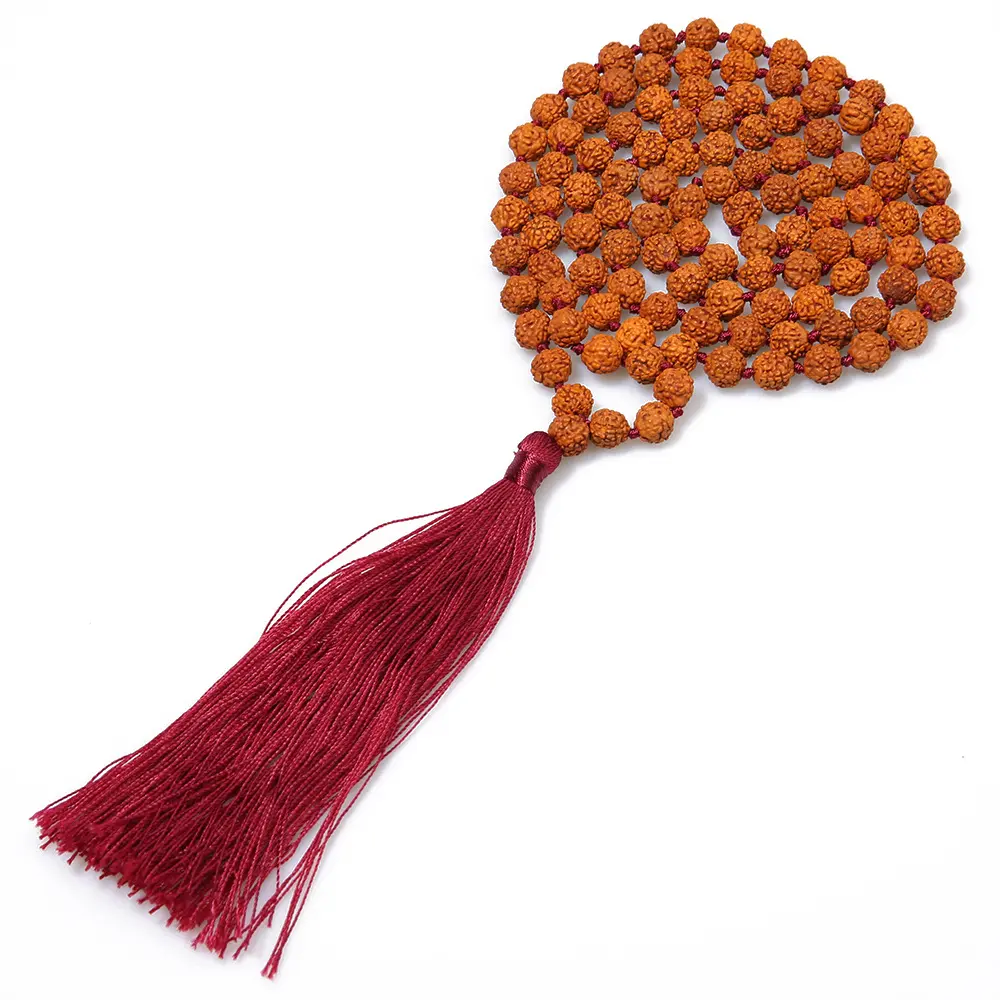 Модное ожерелье Rudraksha Mala 108 с молитвенными бусинами и кисточками, оптовая продажа