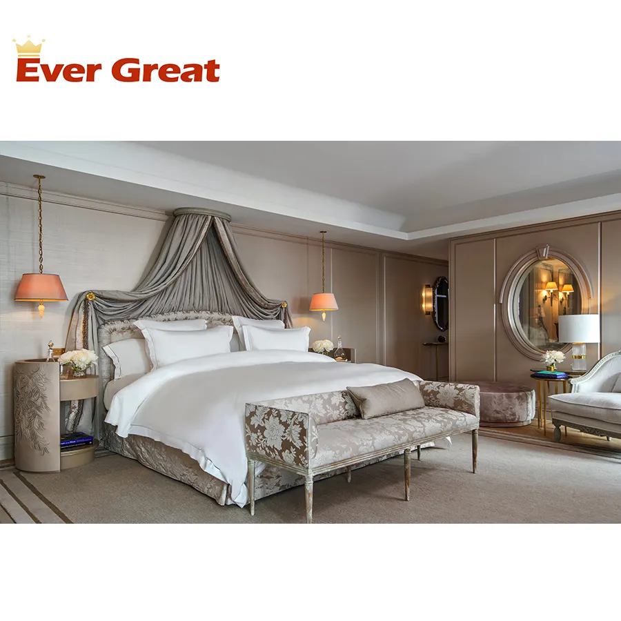 HDB-140 European Style Luxury Wooden Hotel Bedroom Furniture Set With Custom