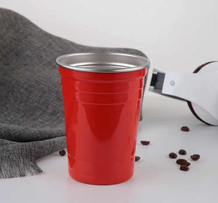 Reusable Stainless Steel 16oz 500ml Red Pint Cups Mini Party for Jello Shots Beer Pong Cups tumbler girlwill