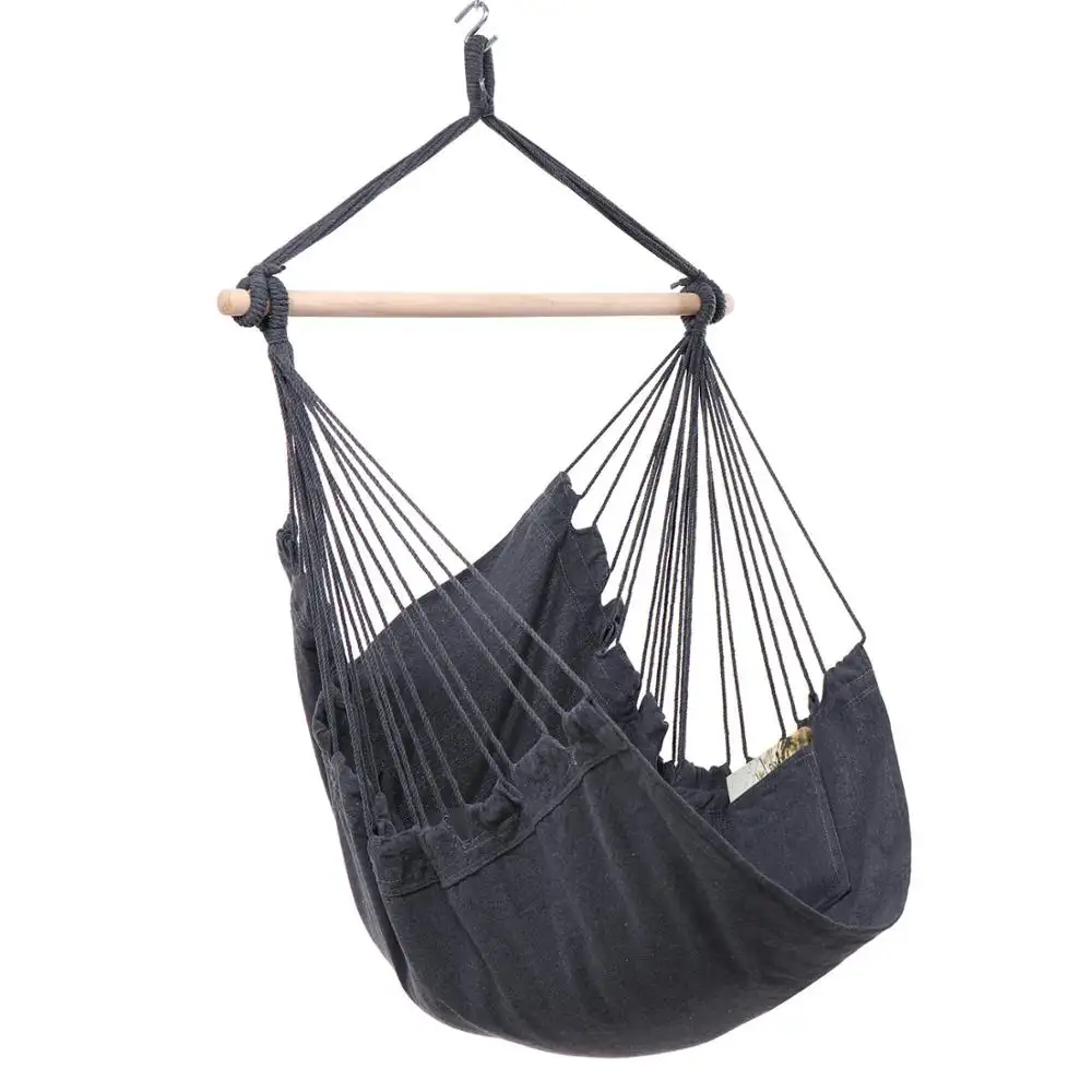 JH-Textile Macrame Hangmat Large Cotton Weave Porch Swing Seat Comfortable and Durable Hanging Hammock Chair for Couples