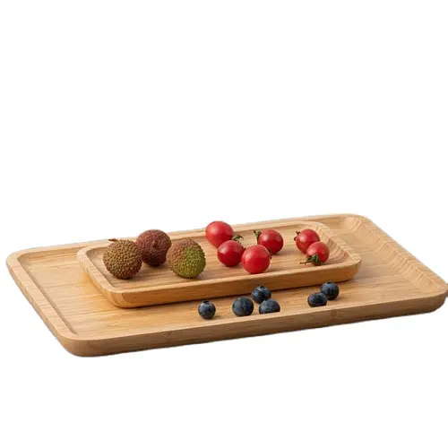 Ecofriendly bamboo wooden tray woven bamboo serving trays cheap wholesale natural tray