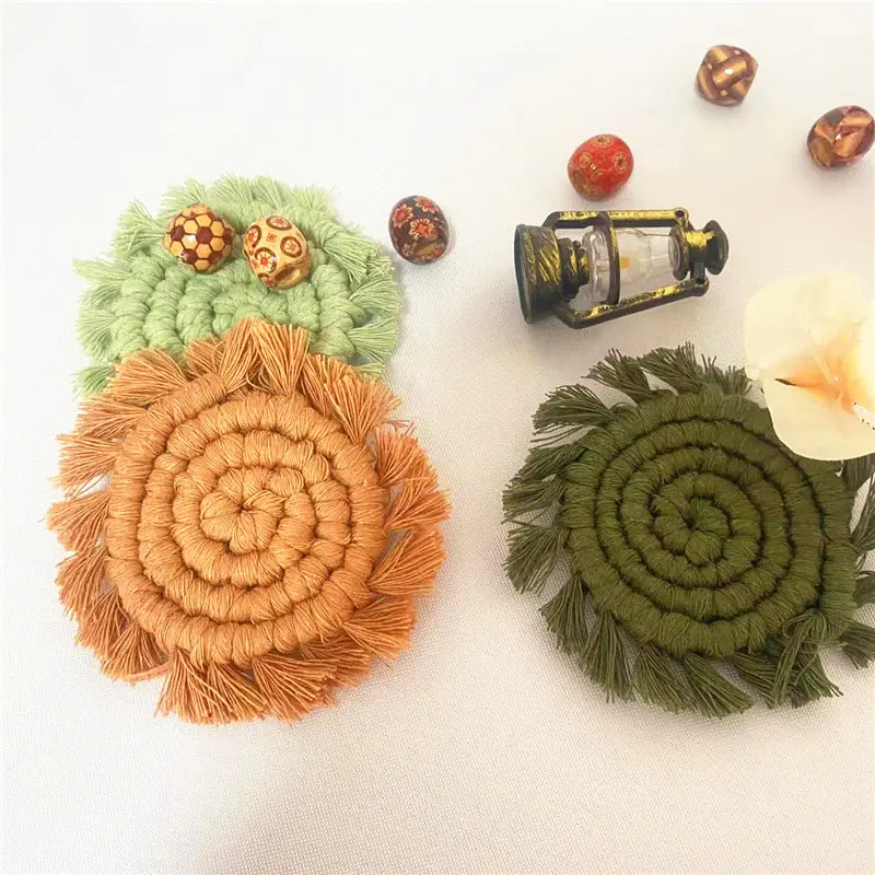 Home decor ready to ship 3.5 inch mini colorful car coaster round placemat macrame coasters