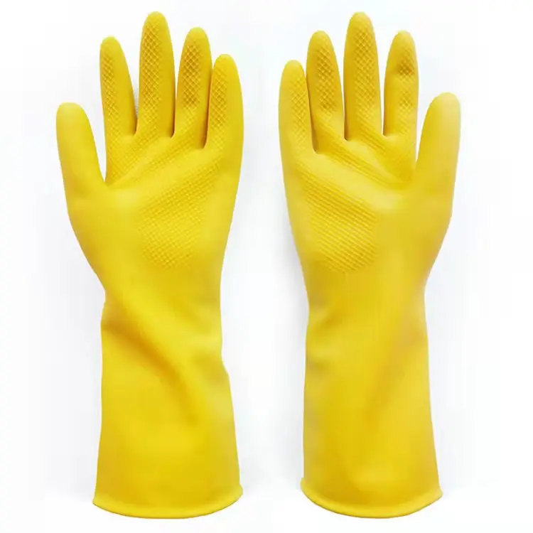 SHUOYA Good Price cleaning household glove rubber yellow  household latex glove household kitchen gloves