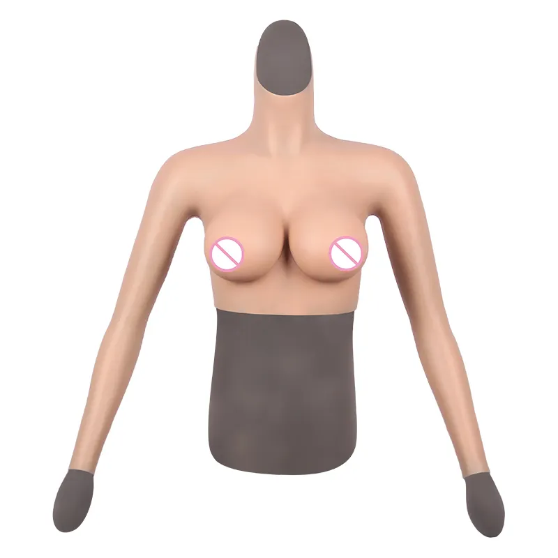 KnowU D Cup Silicone Breast Form With Sleeves For Crossdressers Realistic Short Crossdresser Bodysuit Silicone With Arms