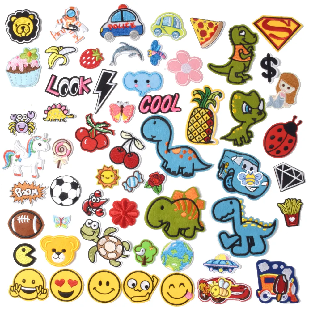 embroidered iron on patches DIY accessories random assorted decorative patches cute sewing applique 60pcs random