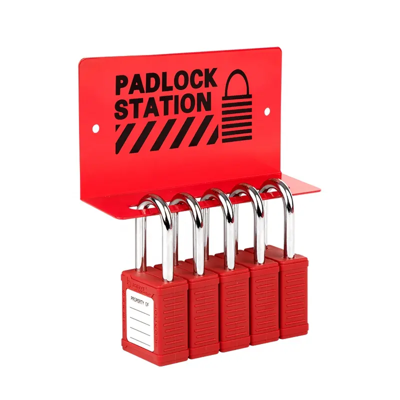 Safety Padlock Lockout Wall Heavy Duty Steel Safety Metal Board Lockout Station Racks With Hold Up To 5 Padlocks