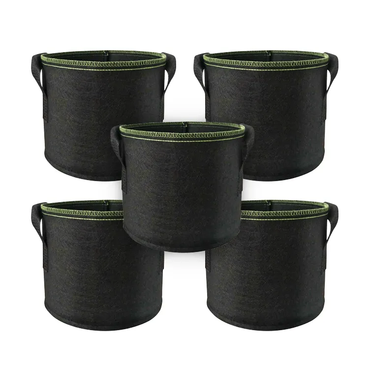 Perfect wholesale custom low cost 5 / 7 / 10 Gallon breathable thicken fabric plant pots with handle for tree farms