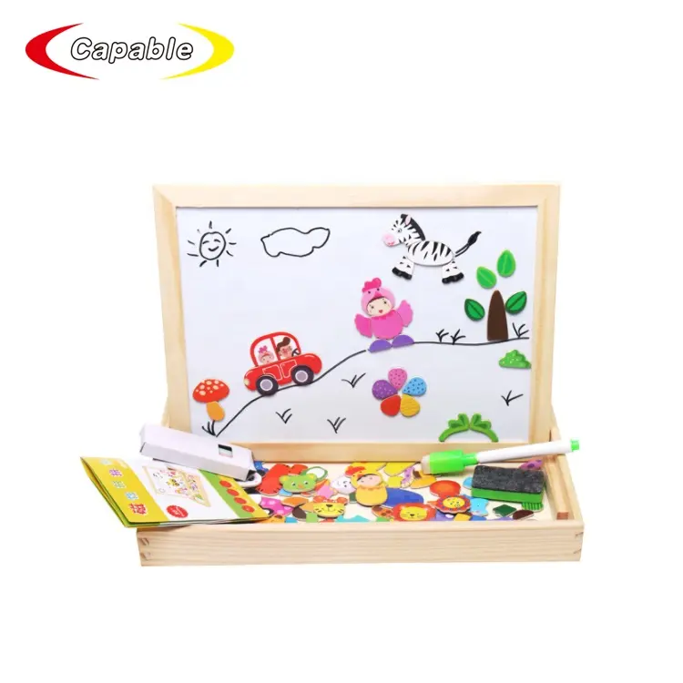 Детский деревянный пазл, Обучающие игрушки с магнитной деревянной 3D пазл, магнитная доска для рисования для детей