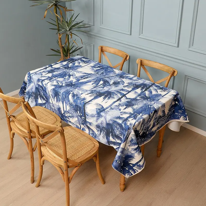 Hot Sell Silky Table Cloth Tropical Printing Table Covers Coconut Trees Tablecloths