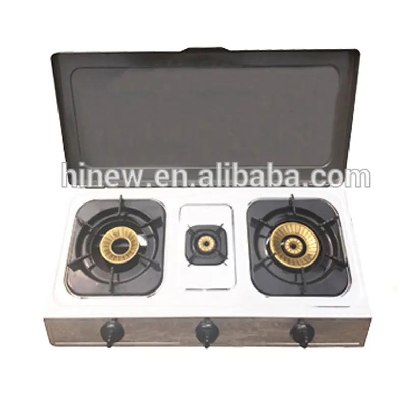 Hinew high quality three burners gas stove with cover