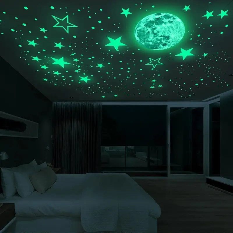 Светящиеся 3D наклейки на стену для детской комнаты, спальни, украшение для дома, светящиеся в темноте звезды, луна, наклейка, флуоресцентные наклейки «сделай сам»