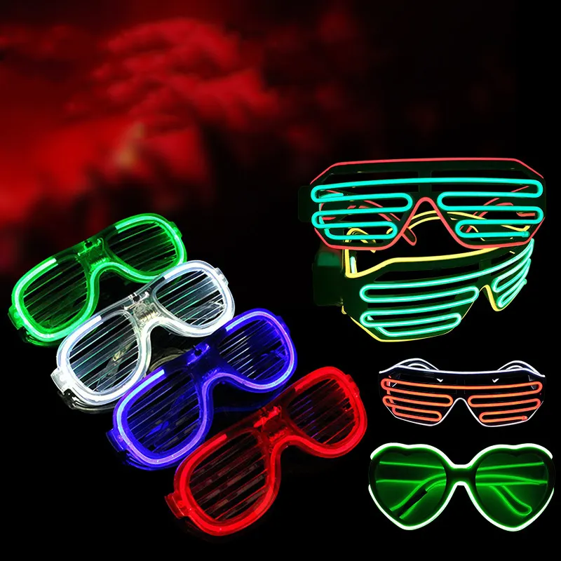 Fashion LED Luminous Sunglasses Vintage Halloween Dance Club Party Wireless Luminous LED Light Glasses