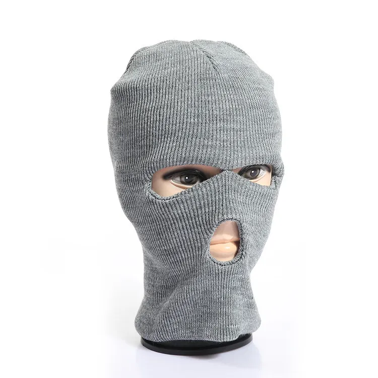 Custom Logo 3 3 Hole Winter Ski Mask Ski Face Mask Knitted Ski Balaclava Hat