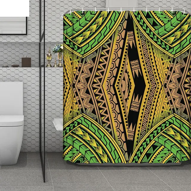 Оптовая продажа, традиционный с этническим принтом в африканском стиле занавески для душа Ванная комната моющаяся водонепроницаемая ткань из полиэстера по индивидуальному заказу