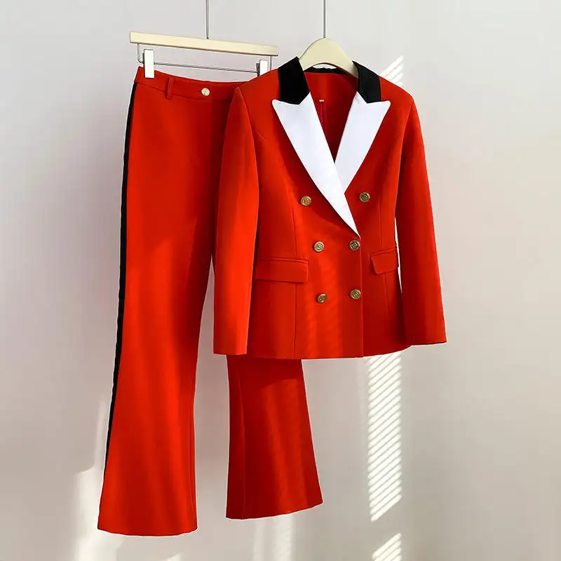 A7311 облегающий комбинированный костюм расклешенные брюки одежда склада одежды производители одежды запас одежды оптом